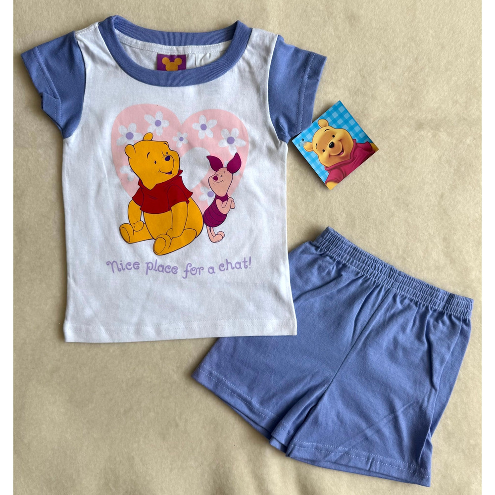 Vintage 90s Disney Pooh Shorts Set Unisex Size 4T Piglet Nice Place For A Chat